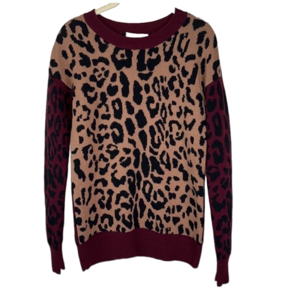 A.L.C. Matt Colorblock Leopard Animal Print Cashm… - image 5